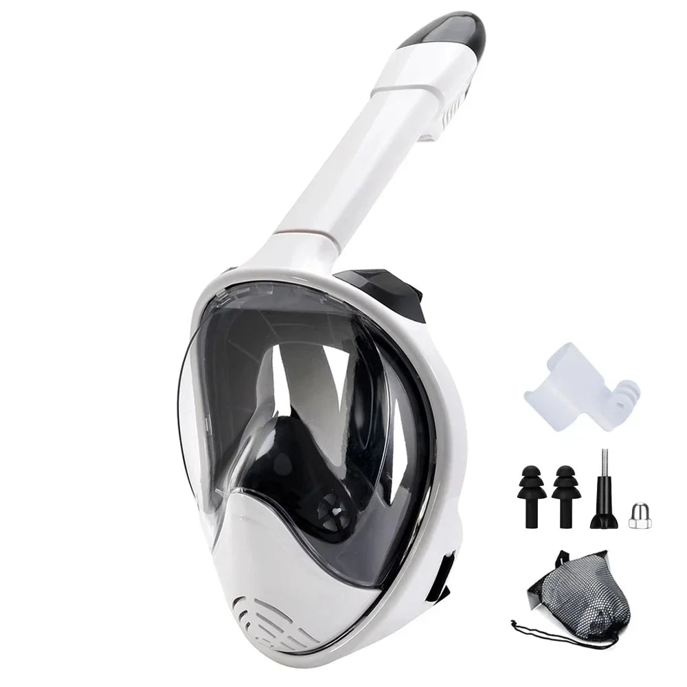 Full Face Snorkel Mask Snorkeling Swimming Diving Mask with Detachable Camera Mount Wide View Anti-Fog Anti-Leak for Adult Youth