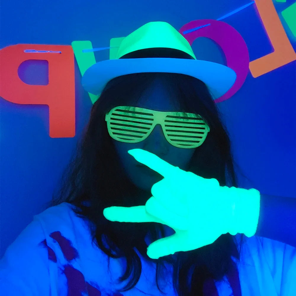 6 12 24 30 Pcs Neon Party Supplies Neon Formal Hats Glow In The UV Light Party Fluorescent Hat UV Light Party Decorations Adults