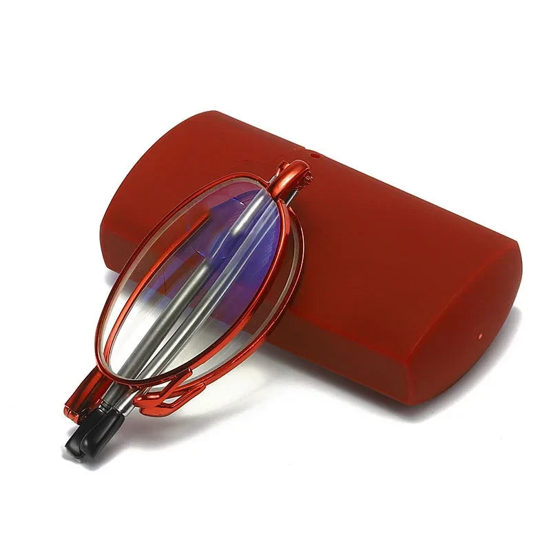 Antenna-protected blue light reading glasses, unisex folding portable glasses, with zippered bag and lighter case
