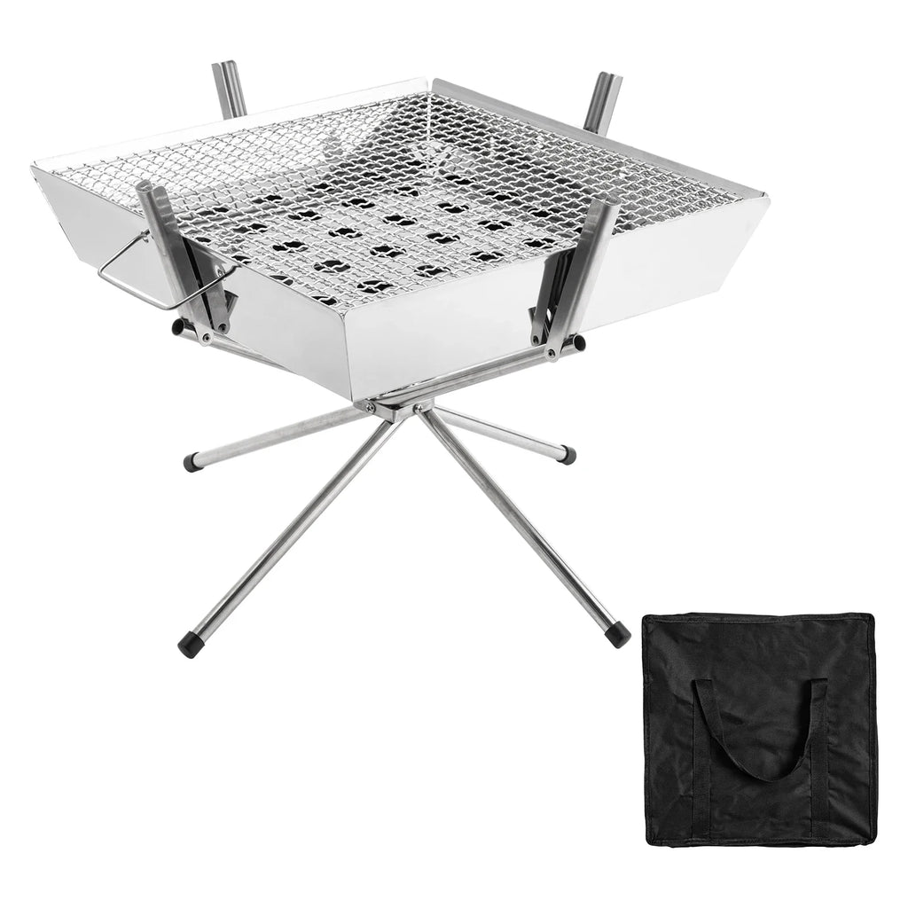 Goture 1pc Portable Stainless Steel Foldable BBQ Grill, 1-2 People Charcoal Stove for Camping Picnic & Outdoor