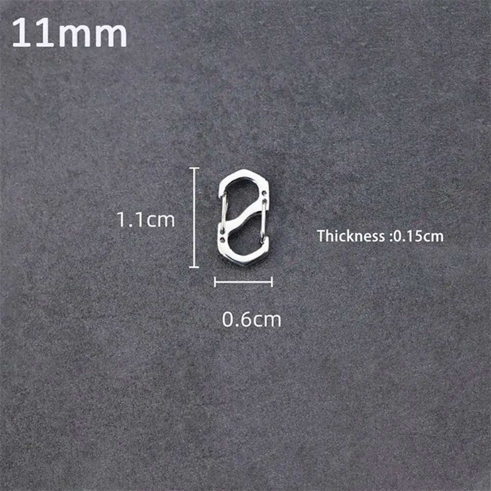 10PCS Stainless Steel Backpack Buckle S Type Handmade Carabiner with Lock Silver Necklace Clasps Jewelry Accessories