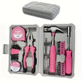 24pcs Pink Home Tool Kit Set Portable Compact Case Basic Hand Tools for Women DIY Household Repair Ideal Complete Gift