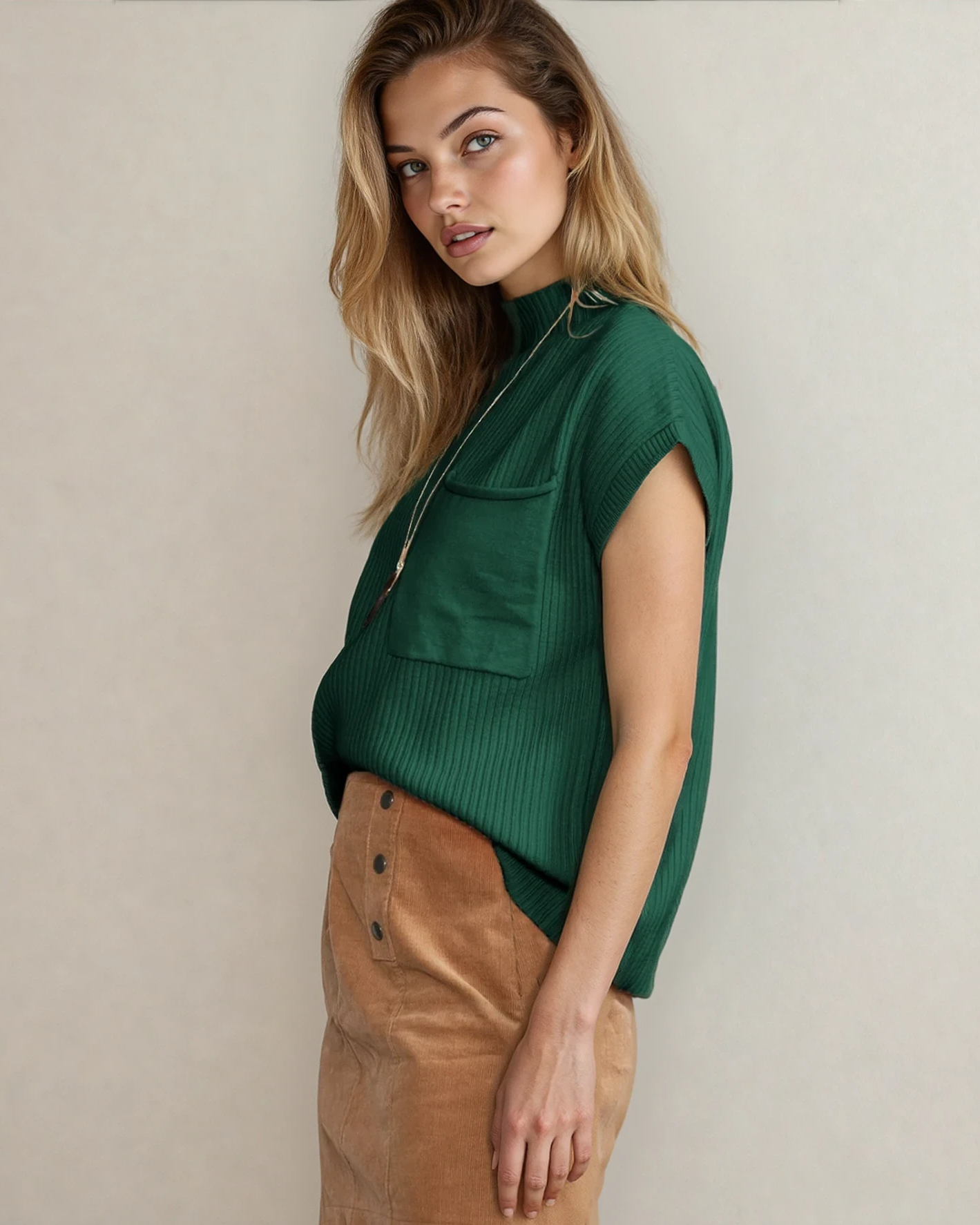 Ayla Short Sleeve Sweater - Forrest