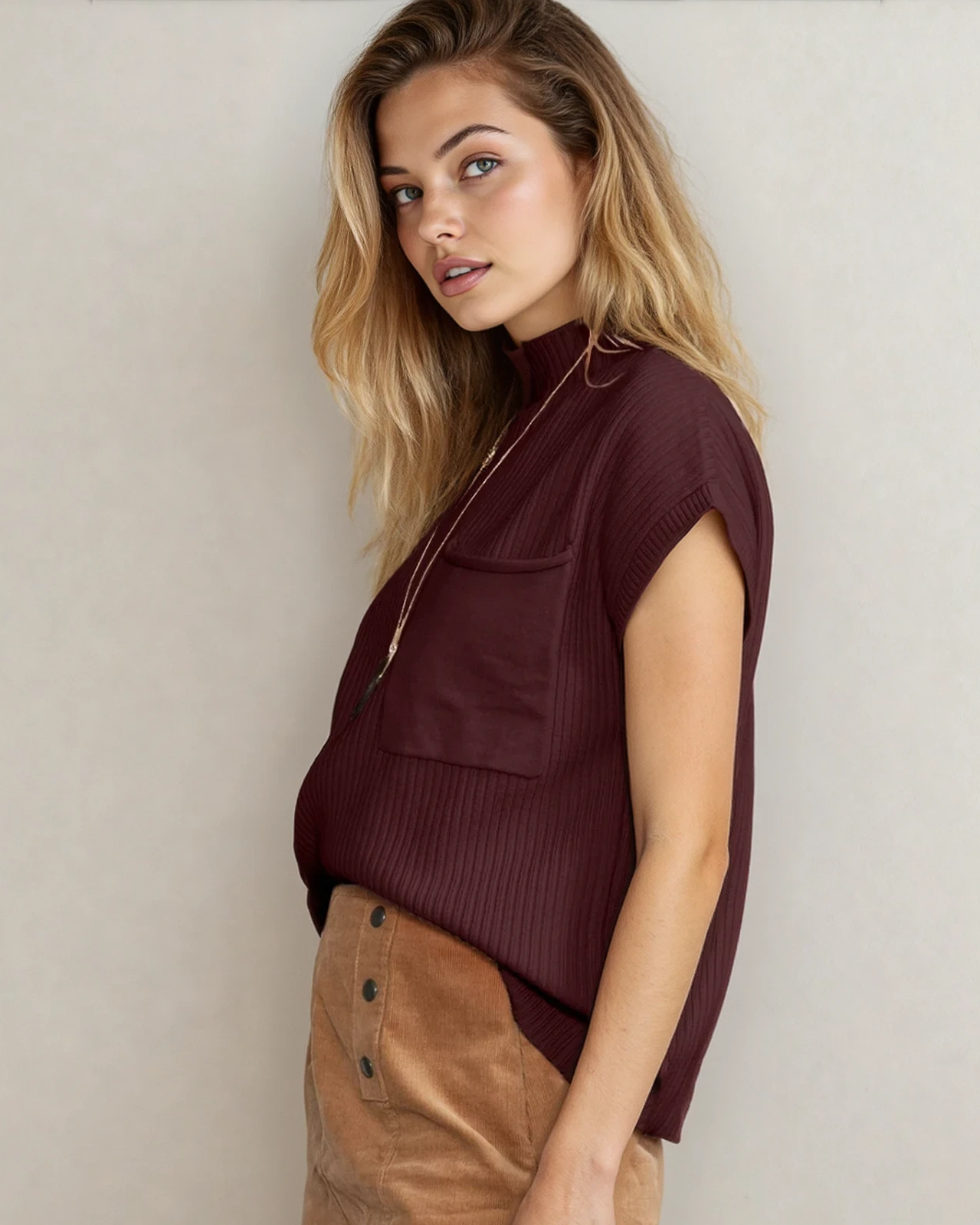Ayla Short Sleeve Sweater - Mineral Red