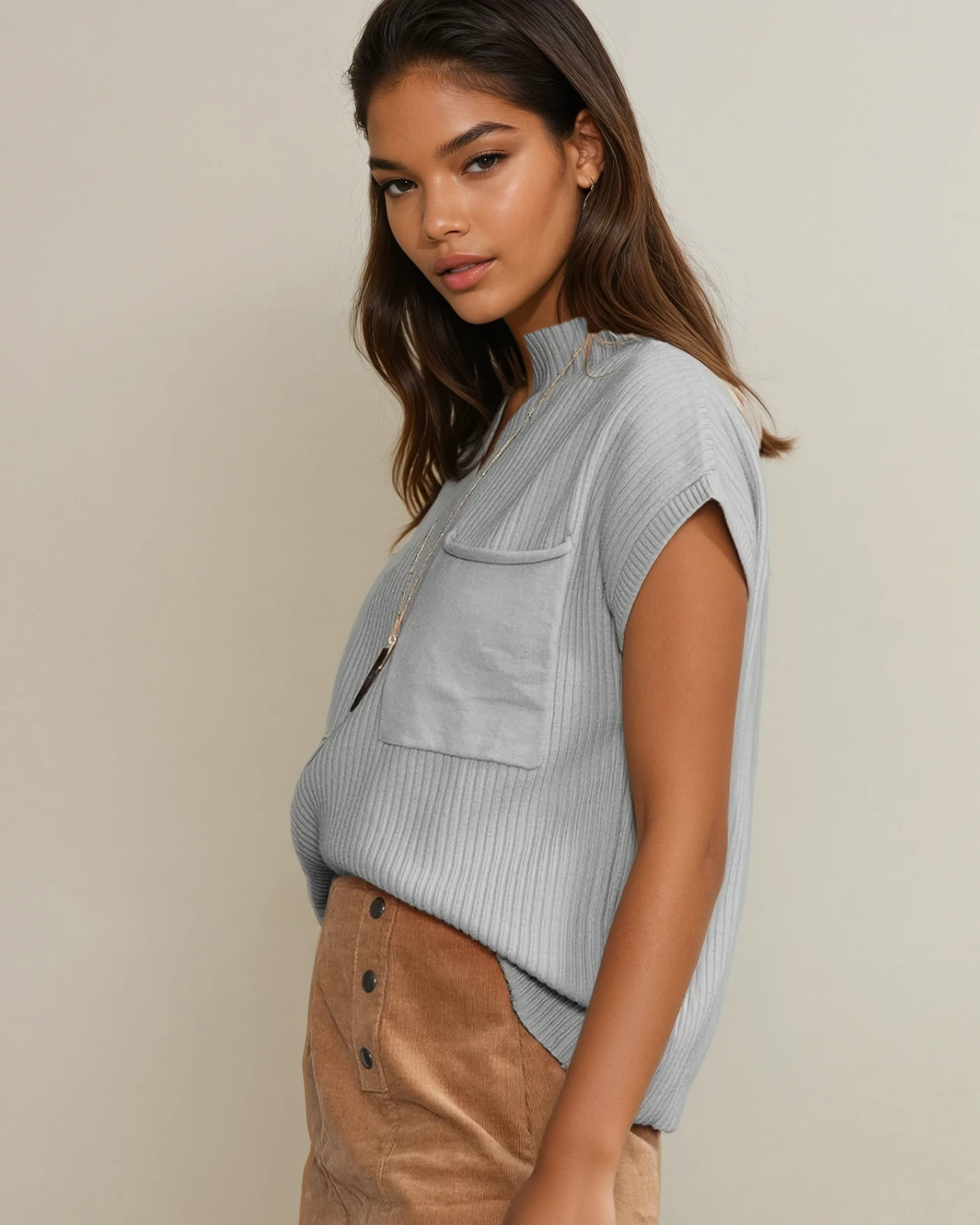 Ayla Short Sleeve Sweater - Gray