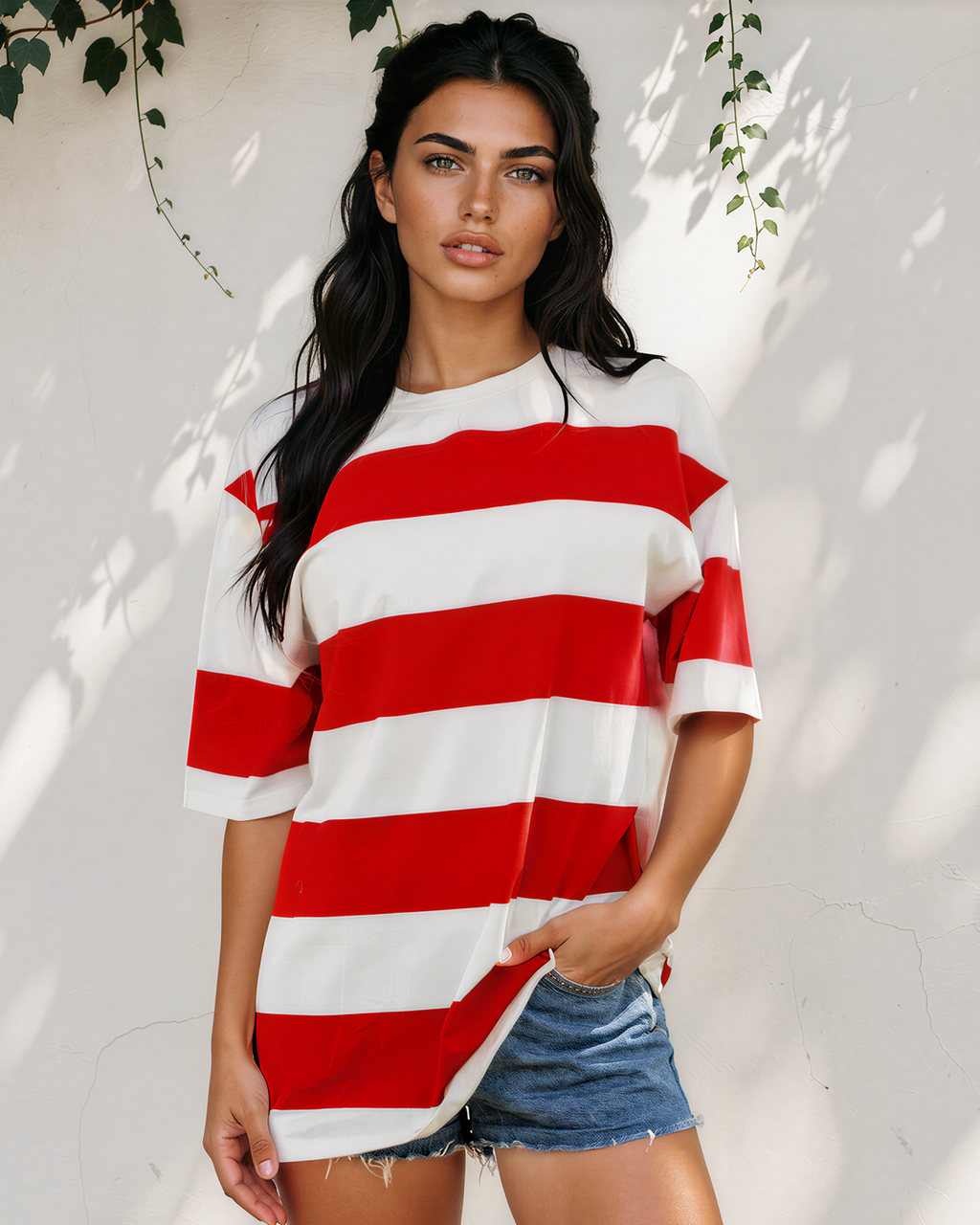 Landry Striped Color Block Oversize Tunic Tee
