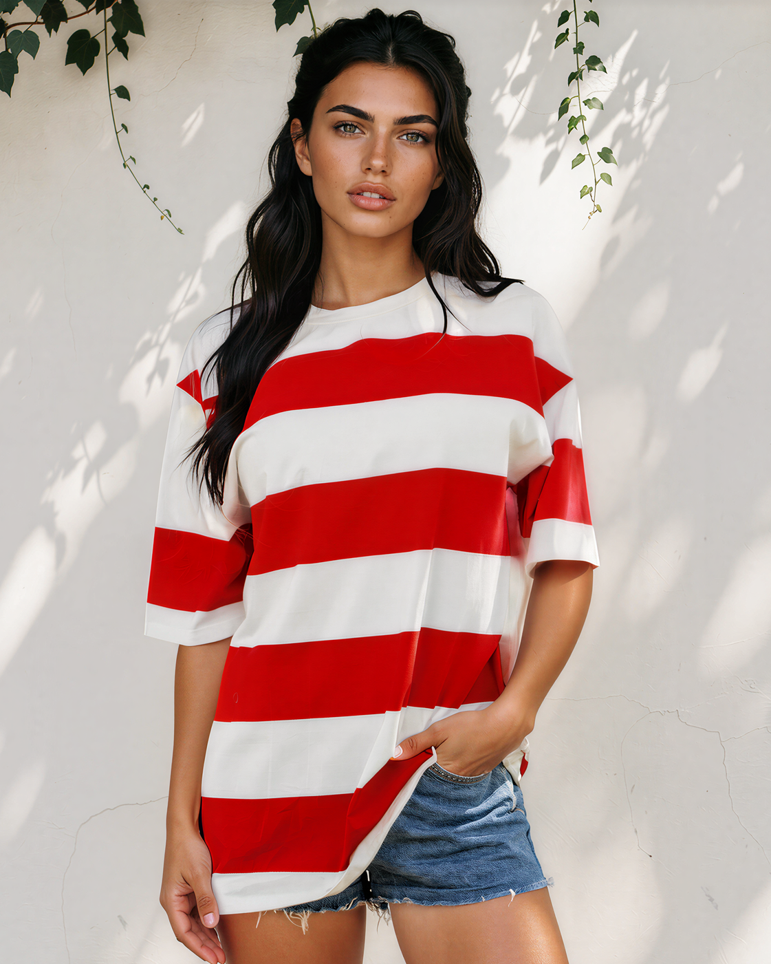Landry Striped Color Block Oversize Tunic Tee