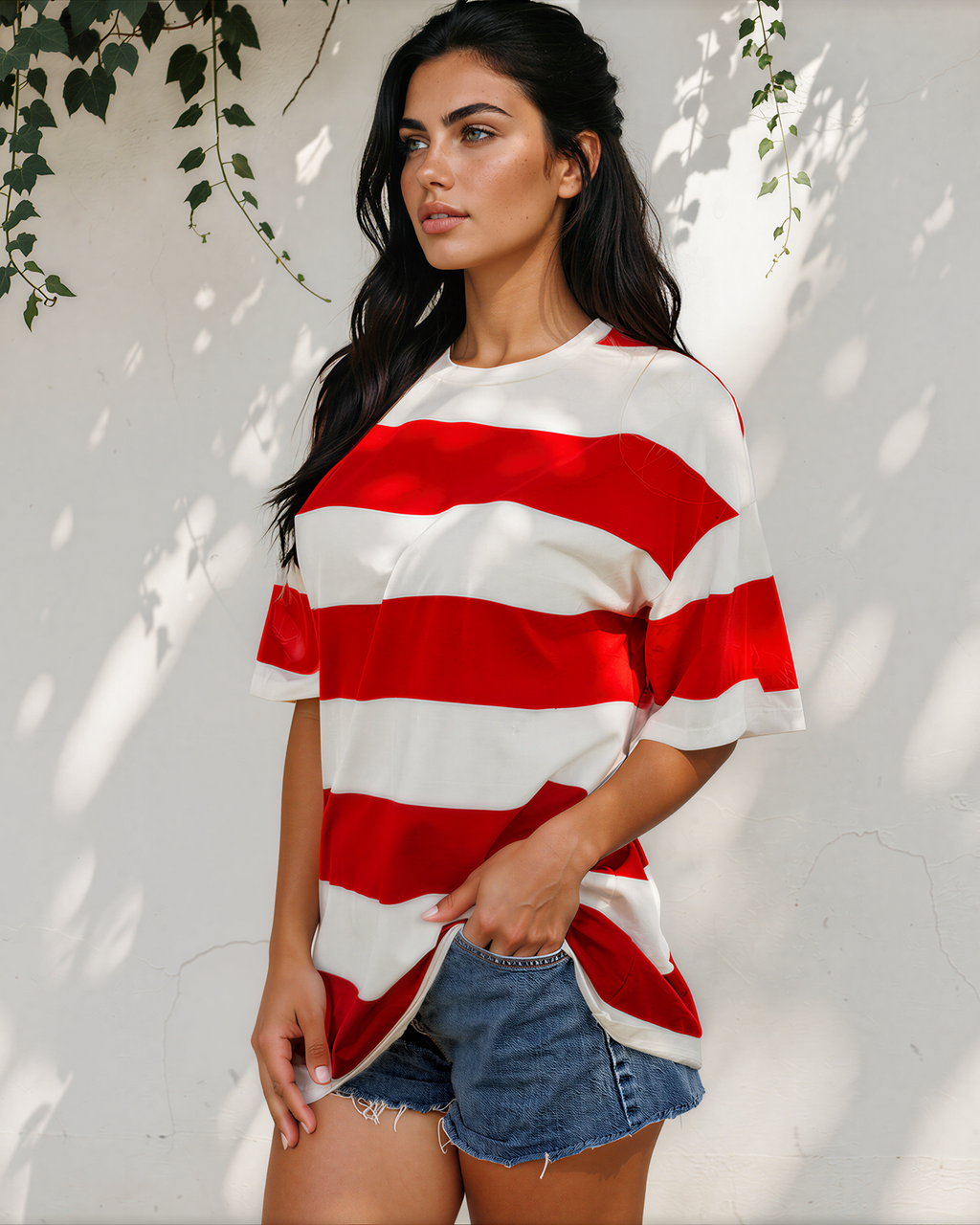 Landry Striped Color Block Oversize Tunic Tee
