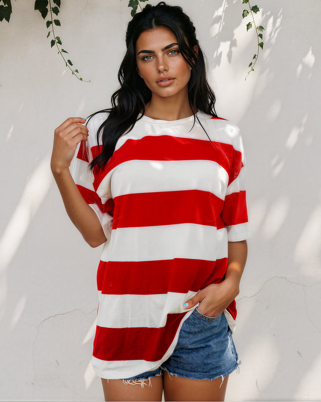 Landry Striped Color Block Oversize Tunic Tee