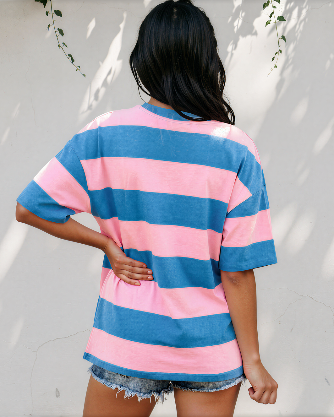Landry Striped Color Block Oversize Tunic Tee