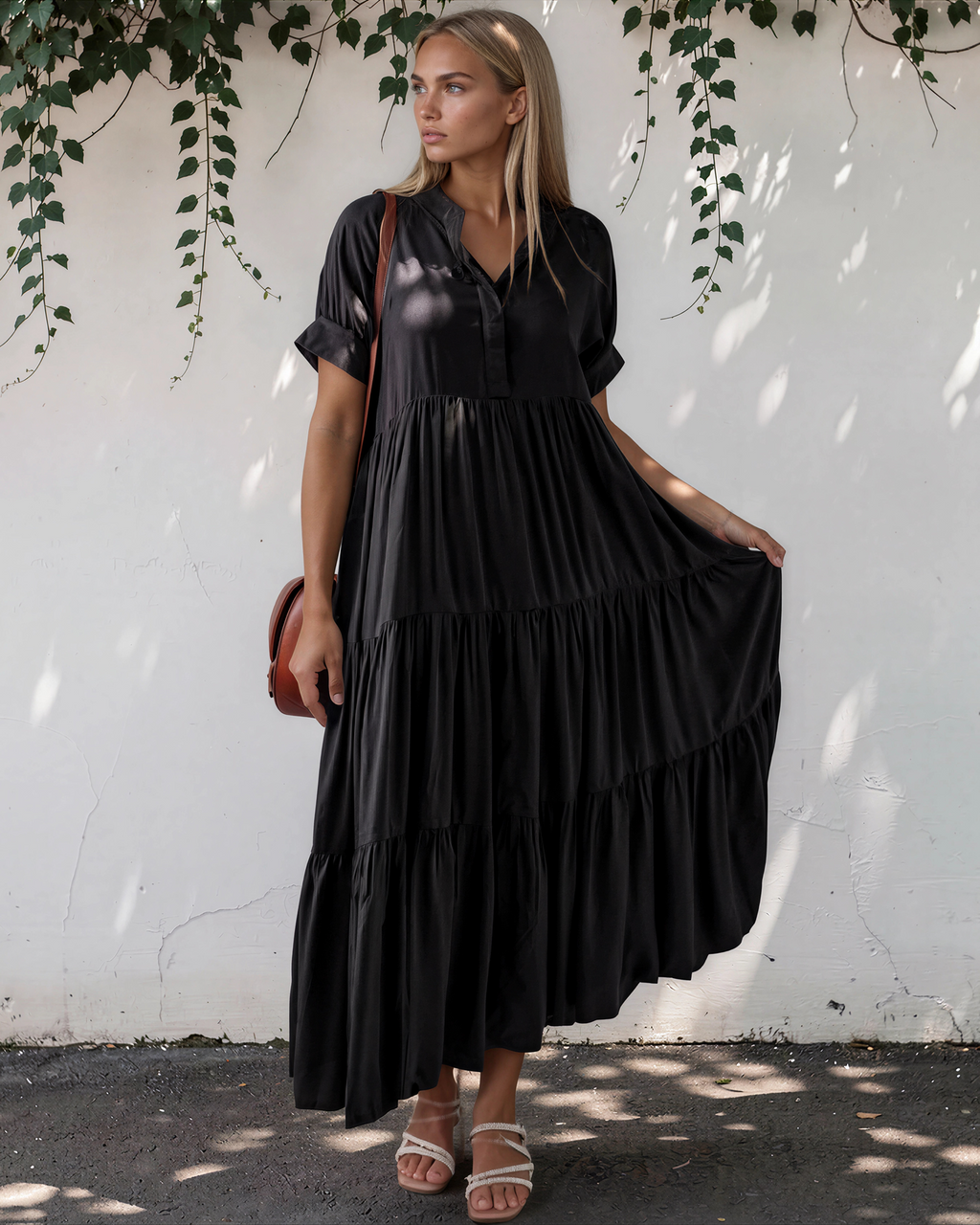 Selah Ruffle Tiered Long Flared Dress