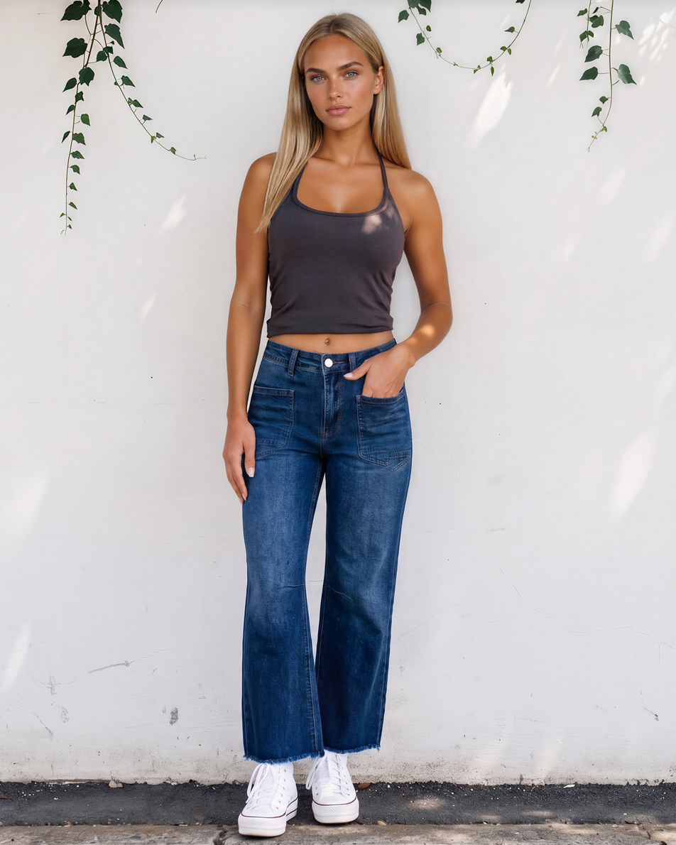 Daphne Frayed Cropped Barrel Jeans