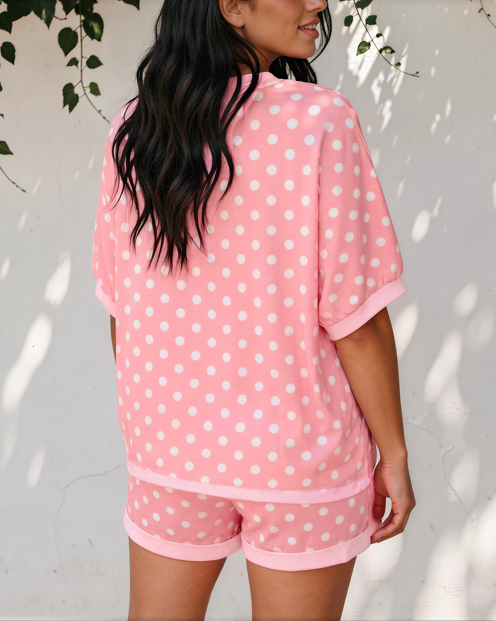 KyleeAnn Polka Dot Oversized Top Drawstring Short Set