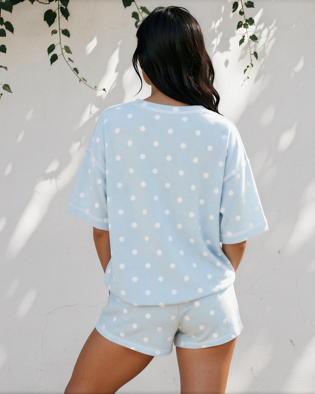 Dottie Short Sleeve Loose Top Drawstring Shorts Set