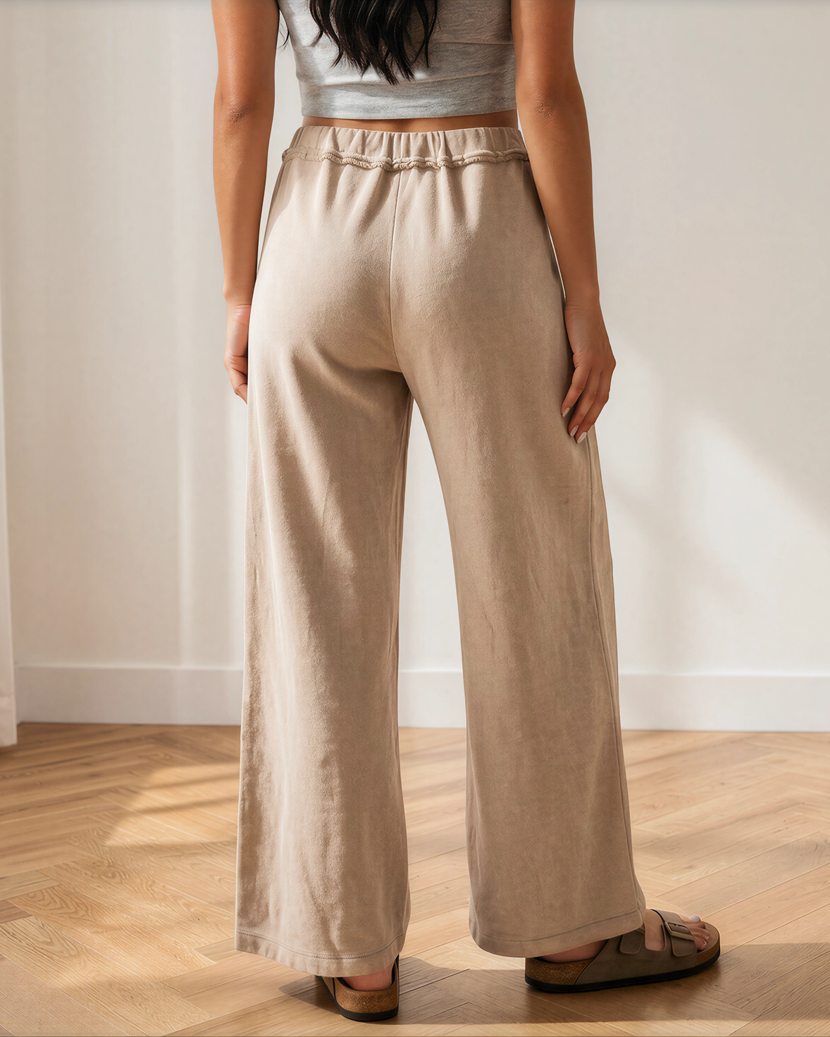 Billie Mineral Wash Drawstring High Waist Wide Leg Pants