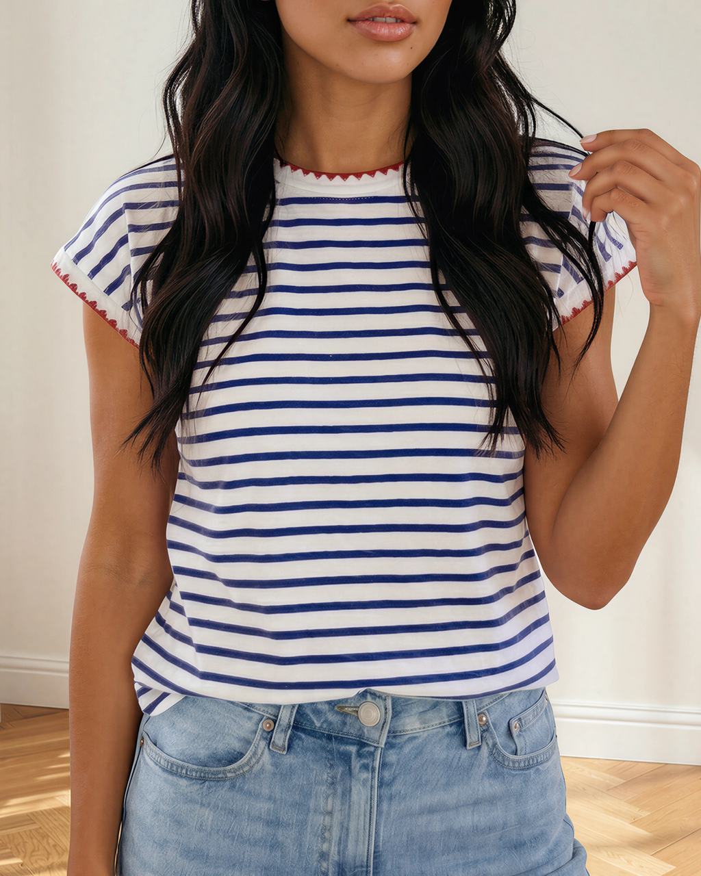 Briar Round Neck Cap Sleeve Tee