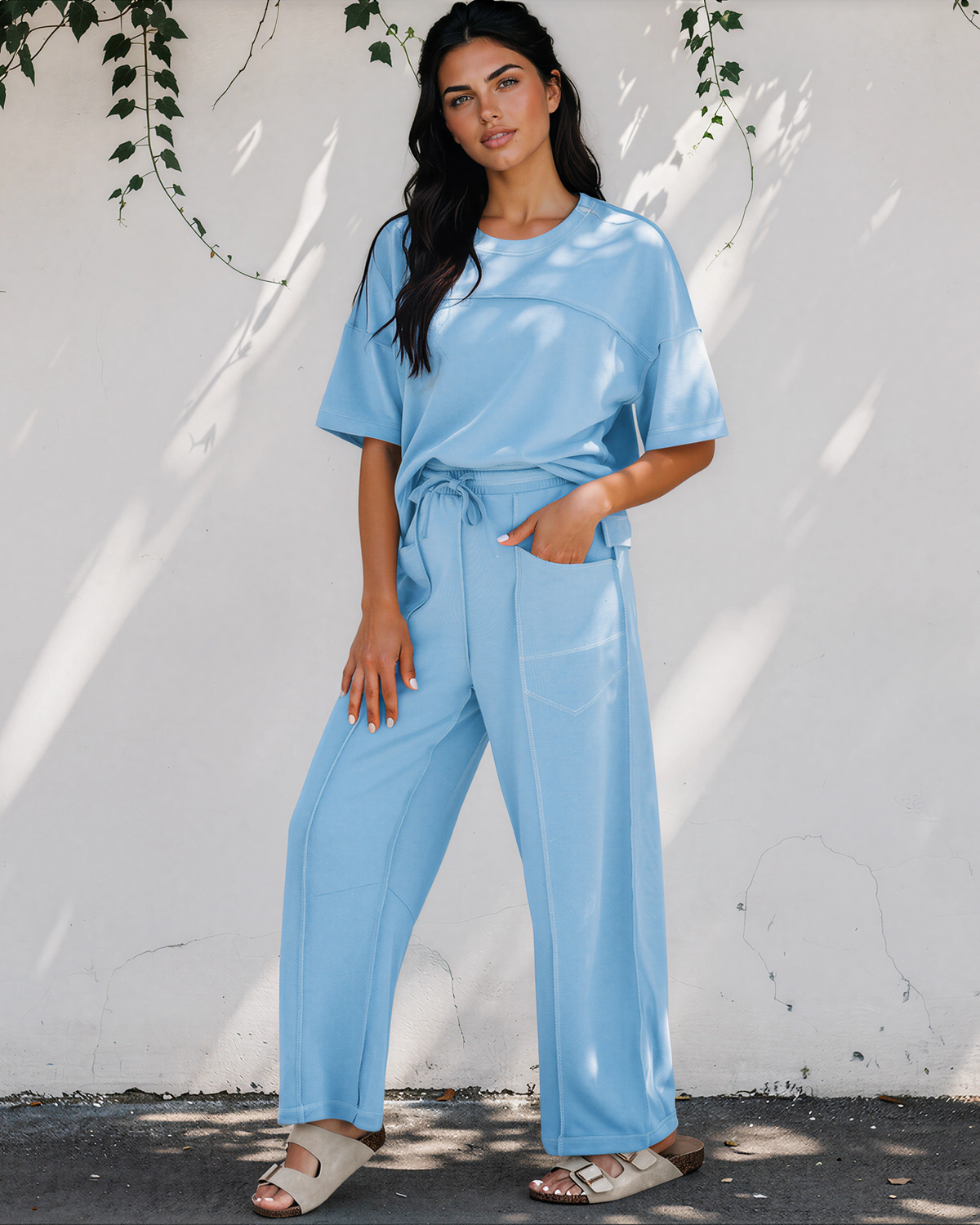 Drop Shoulder Boxy Tee and Barrel Pants Set