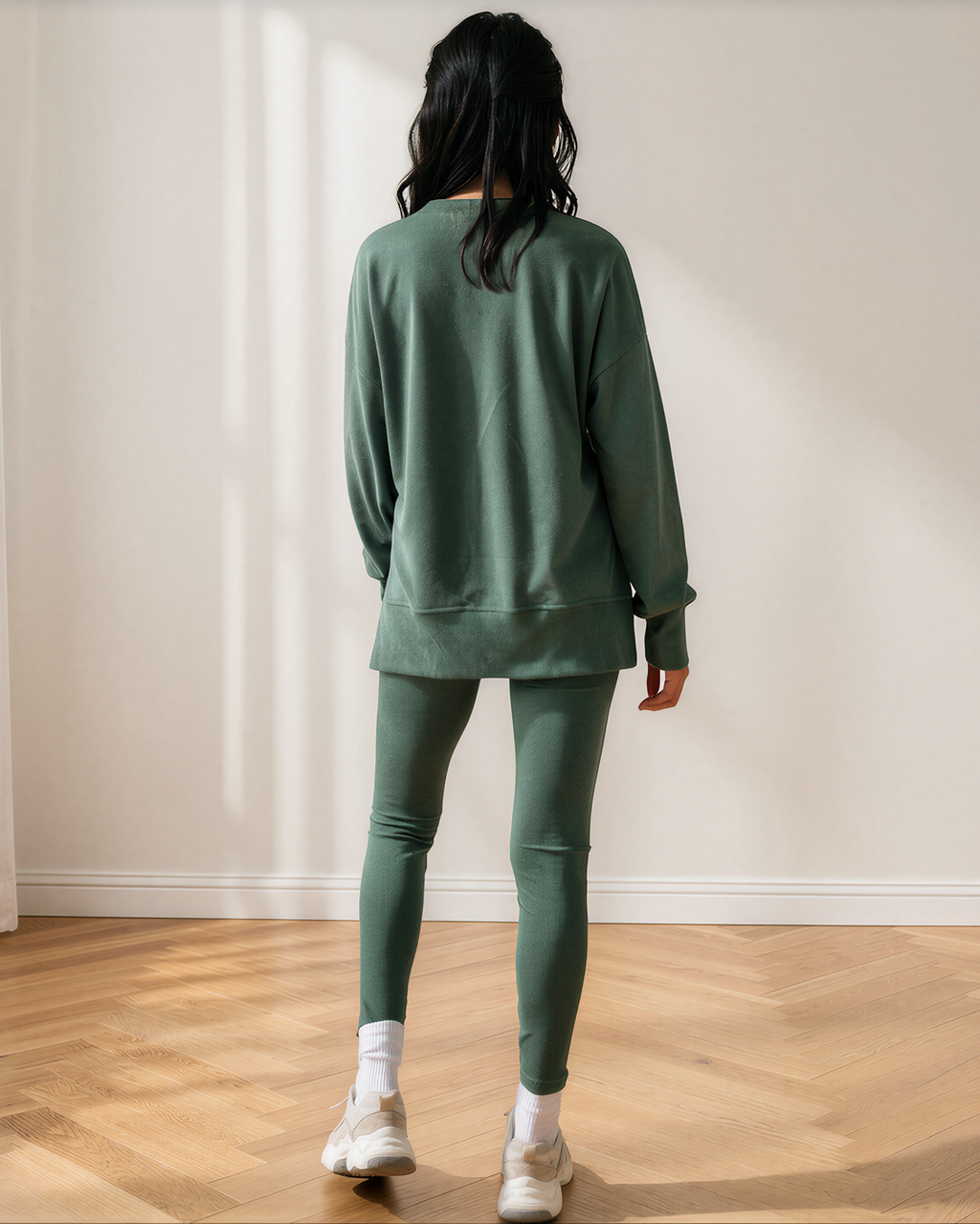 Remi Oversize Slit Sweatshirt Ribbed Leggings 2pcs Set