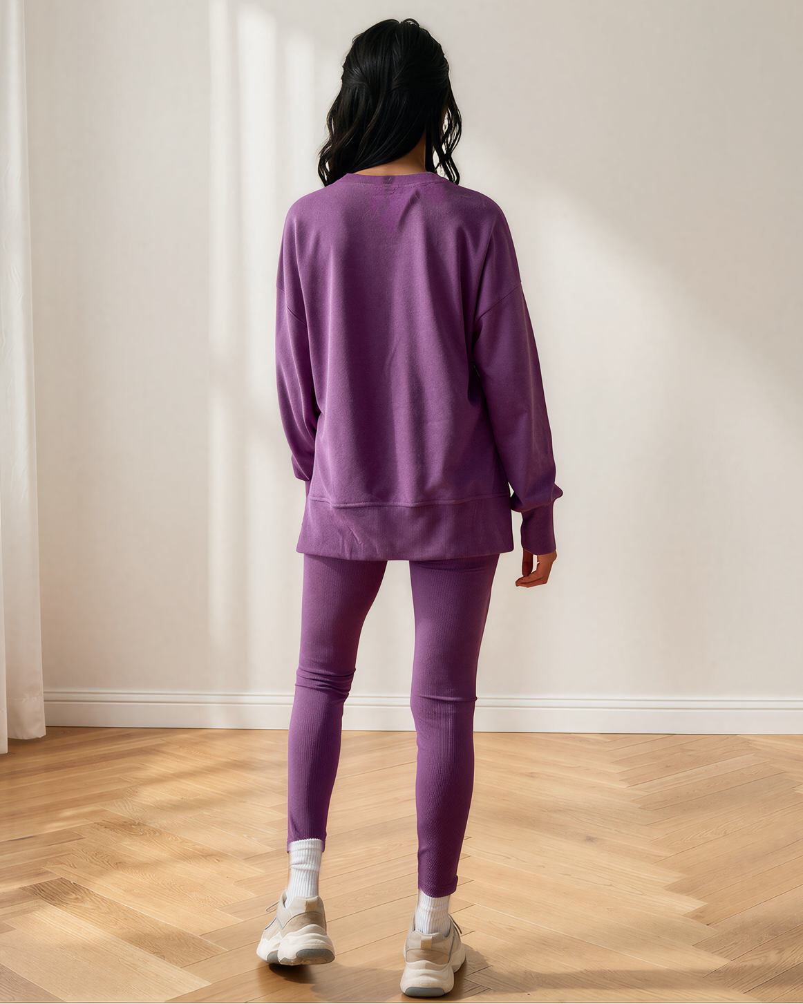 Remi Oversize Slit Sweatshirt Ribbed Leggings 2pcs Set