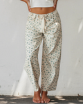 Aspen Grommet Knot Waist Floral Barrel Leg Jeans