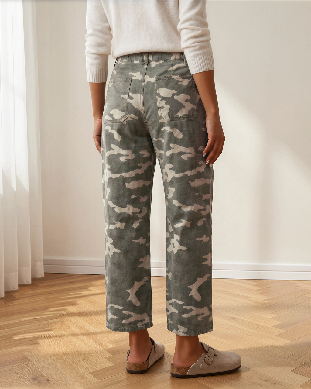 Collins Drawstring Elastic Waistband Pocketed Barrel Jeans