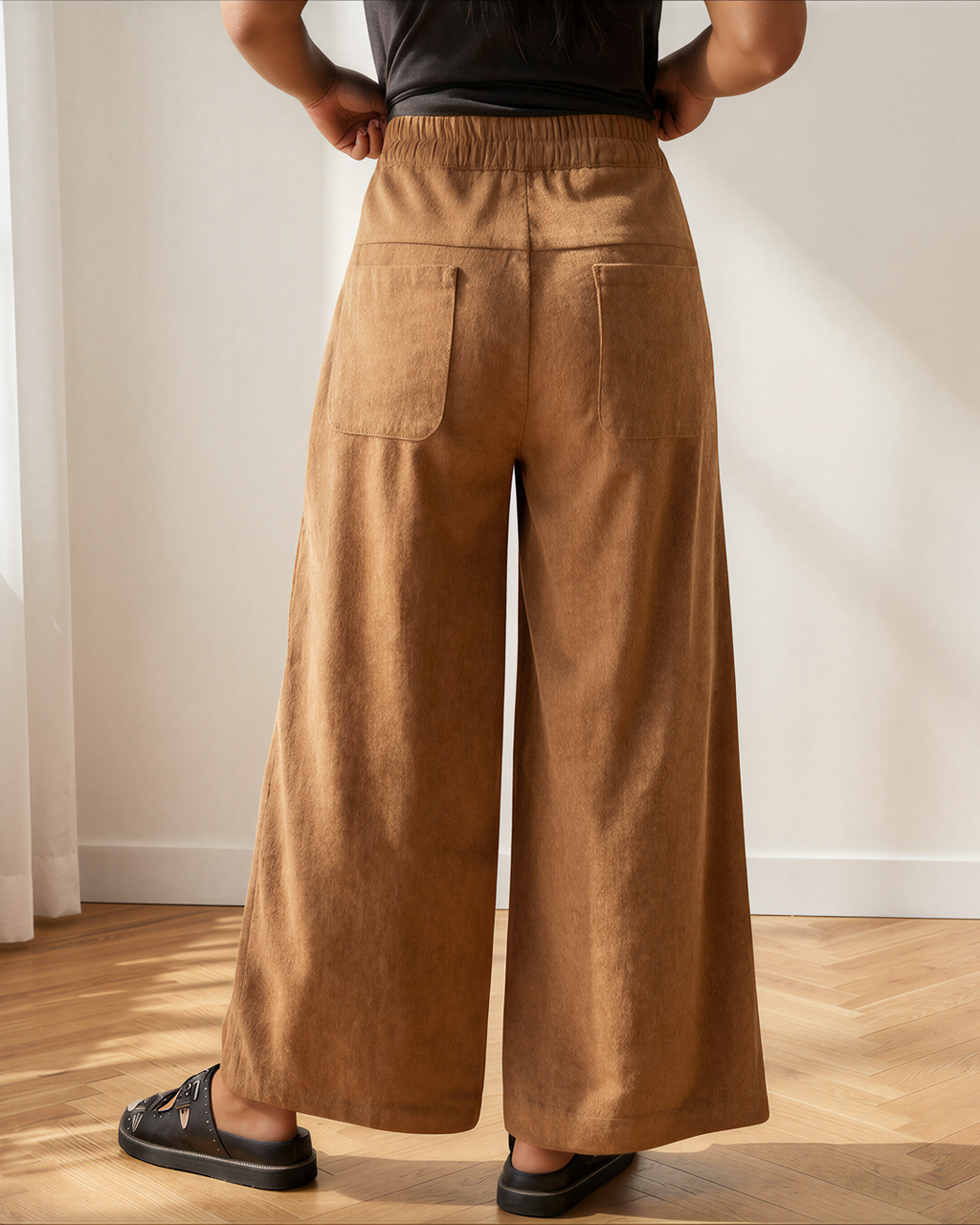 Aven Elastic Waist Ankle Length Wide Leg Pants