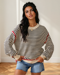 Elle Ribbed Trim Drop Shoulder Oversized Sweater