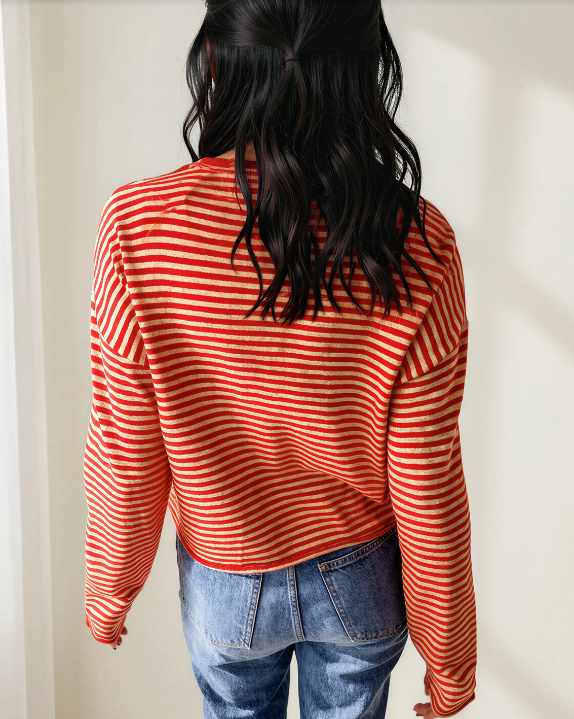 Amelia Striped Button Collar Long Sleeve Knit Cardigan