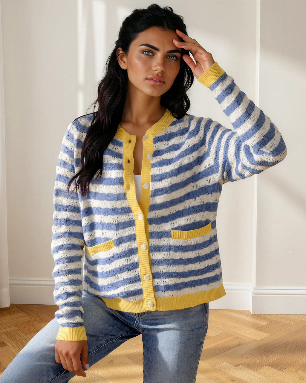 Olivia Striped Knit Cardigan