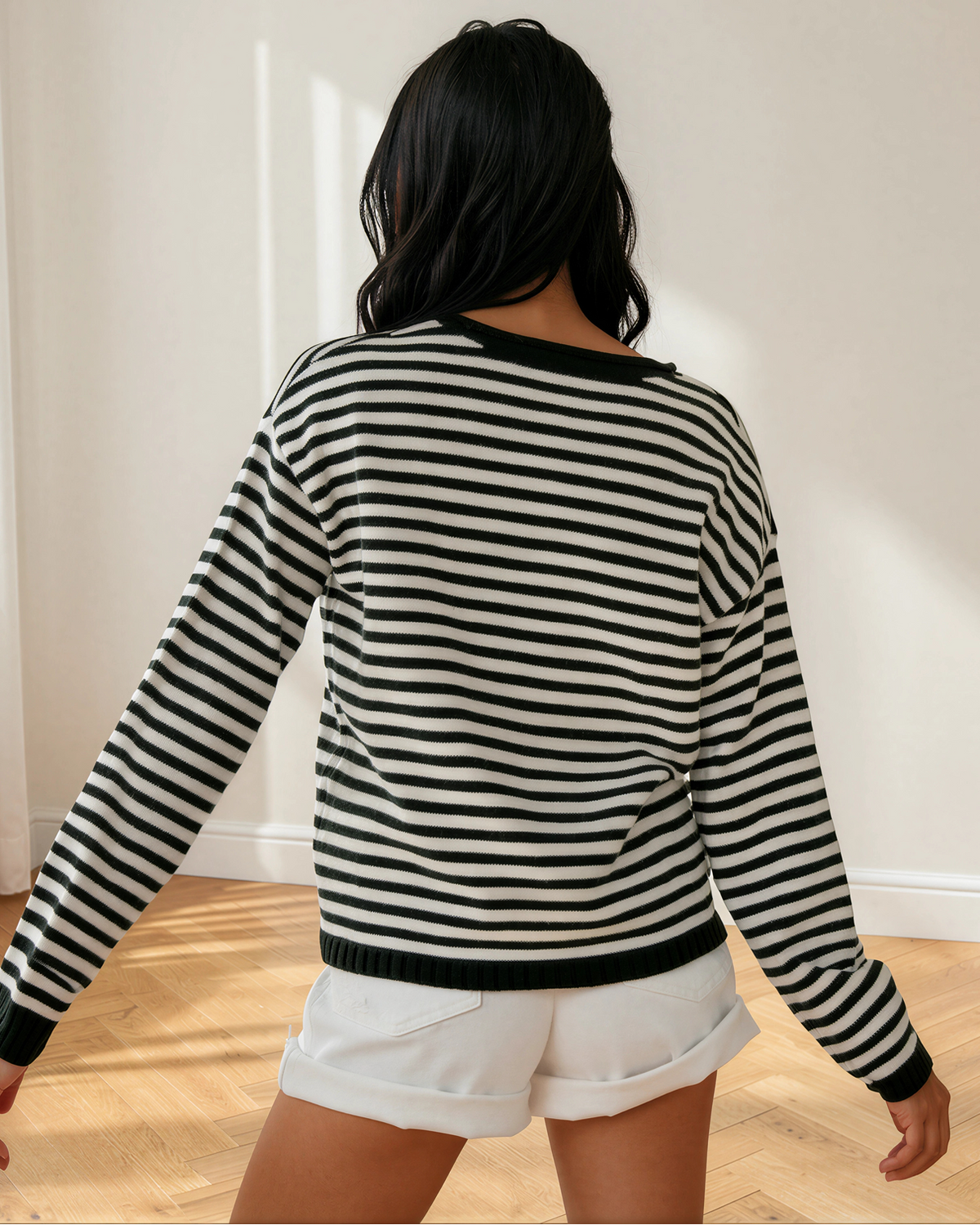 Sophia Button Placket Drop Shoulder Long Sleeve Sweater