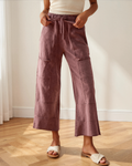 Teagan Mineral Wash Raw Hem Patched Pocket Pants