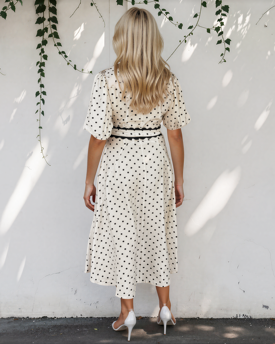 Tiana Scalloped Trim Shirt Collar Dress