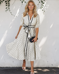 Tiana Scalloped Trim Shirt Collar Dress
