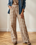 Gingham Tie Elastic Waist Shift Pants