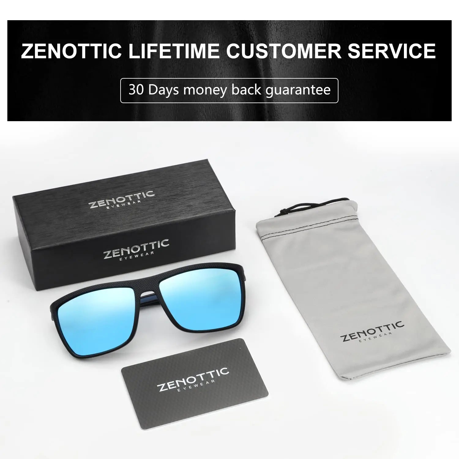 ZENOTTIC Polarized Sunglasses for Men Shades Lightweight TR90 Frame UV400 Protection Square Outdoor Trave Driving Sun Glasses