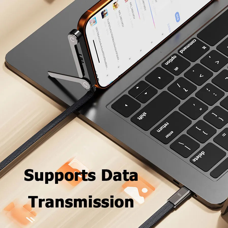 1.5m Foldable Charging Cable With Integrated Stand Fast Charging Cable Phone Tablet 240W Ultra-Fast Data Cable Phone Holder