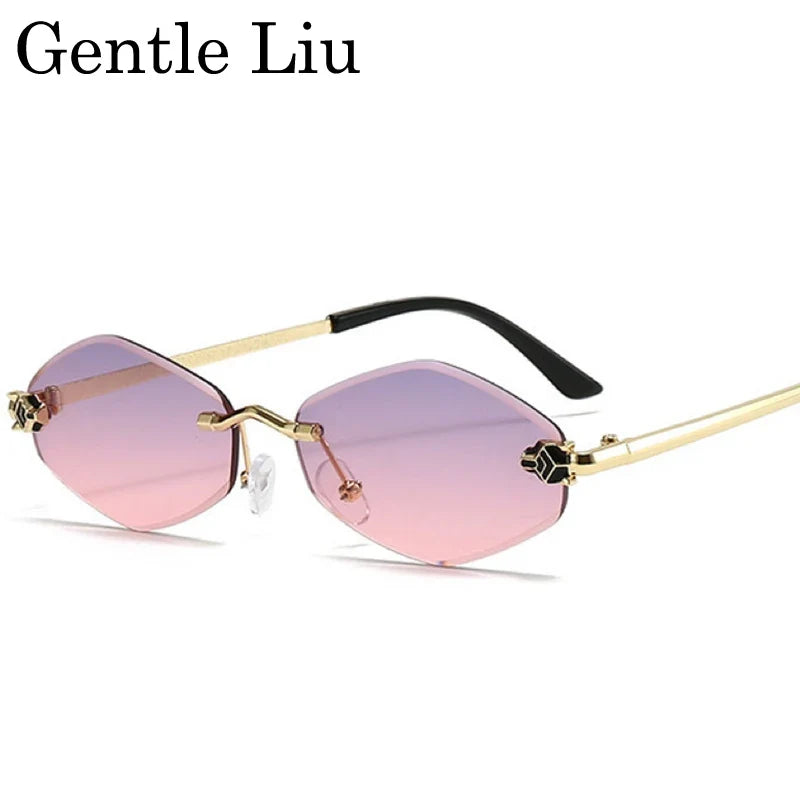 Fashion Rimless Hexagon Sunglasses Women 2026 Luxury Brand Y2K Punk Sexy Travel Sun Glasses For Ladies Frameless Rhombus Eyewear