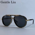 Oversized Polarized Oval Pilot Steampunk Sunglasses Men 2026 Luxury Brand Double Beam Sunglass For Male Classic Eyewear Shades