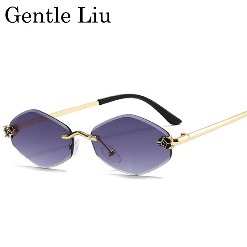 Fashion Rimless Hexagon Sunglasses Women 2026 Luxury Brand Y2K Punk Sexy Travel Sun Glasses For Ladies Frameless Rhombus Eyewear
