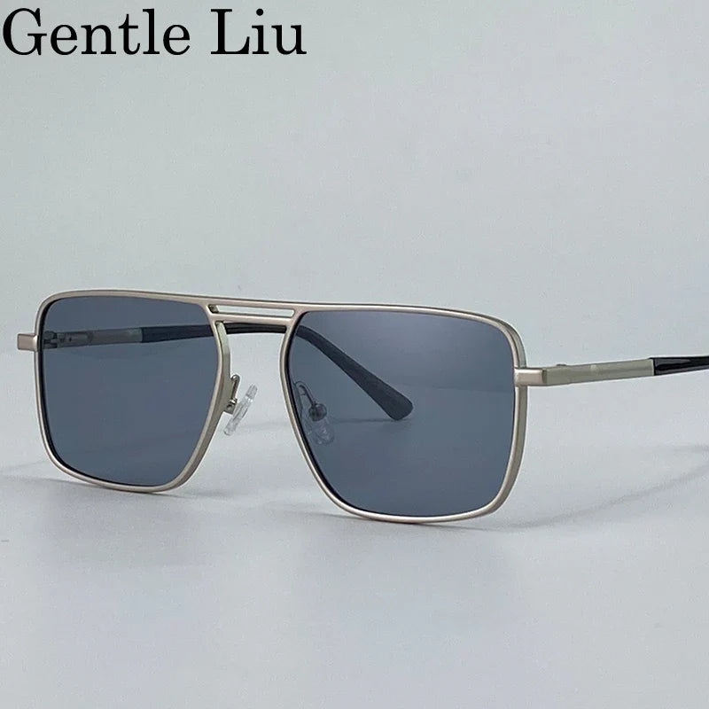 Oversized Square Punk Sunglasses Men 2026 Luxury Brand Retro Double Beam Sun Glasses For Male Steampunk Driving Eyewear UV400