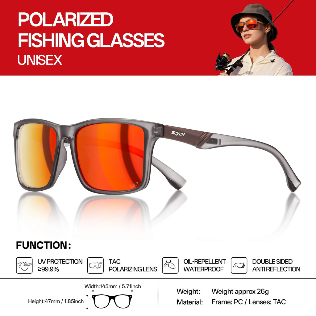 SCVCN Sea Fishing Beach Glasses Women Fishing Polarized Sunglasses Outdoor Sport Windproof Eyewear Cycling Road Bike UV400 Men