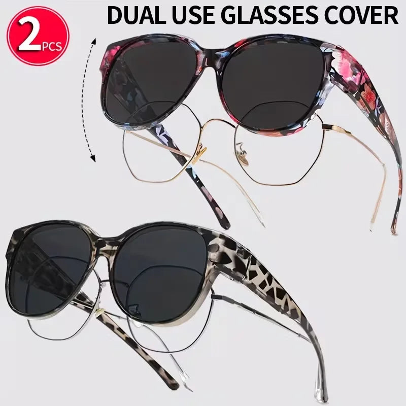 2-Piece Set of Fashionable Large Frame Glasses, Suitable for Both Men and Women for Outdoor Decoration