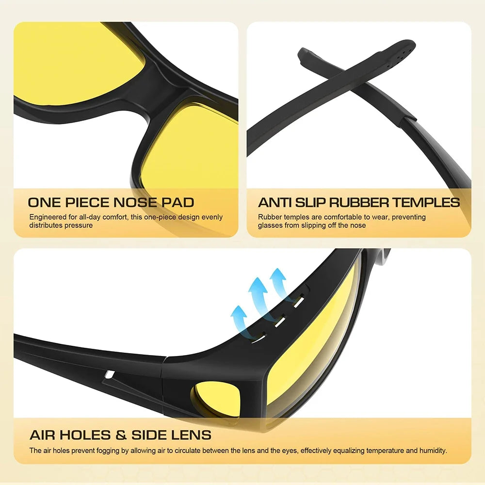 CRIXALIS Polarized Fashion Sunglasses Men Night Vision For Driving AT Night Women Men Anti-reflective UV400 Protection
