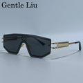 Steampunk One-Piece Rimless Sunglasses Women 2026 Luxury Brand Shield Windproof Goggle Sun Glasses For Lady Metal Frame Shades
