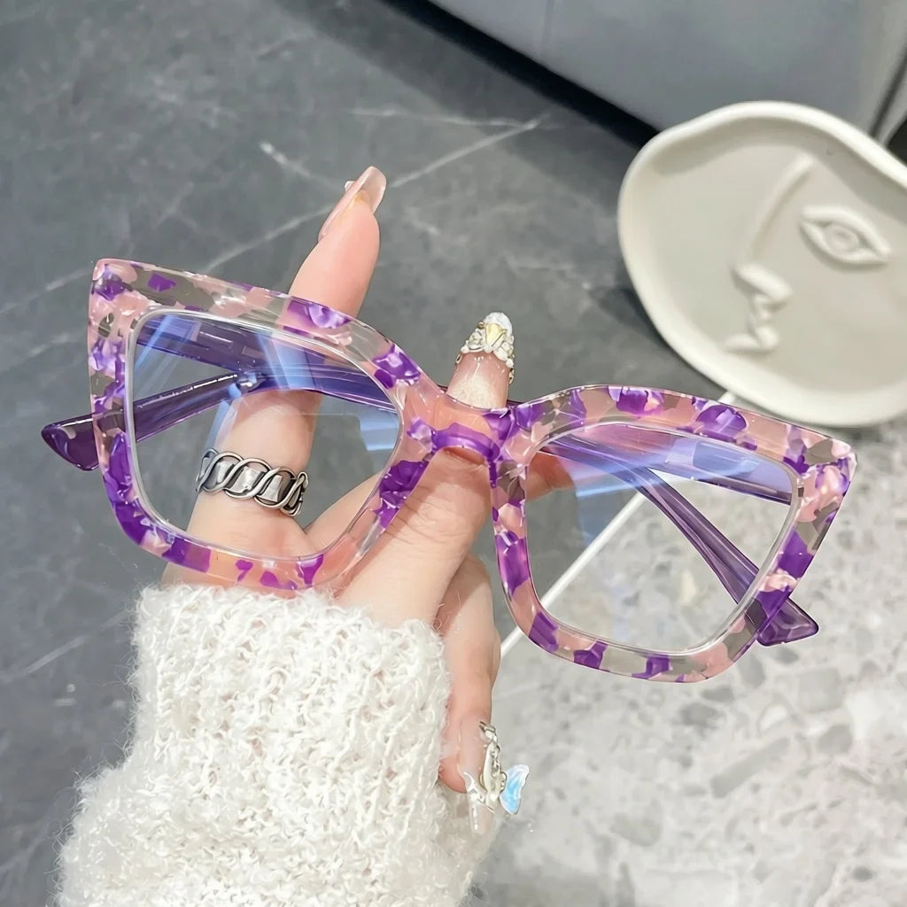 Fashion Floral Cat-Eye Reading Glasses for Women, Home Office & Phone Viewing, Face-Shaping Trendy Reading Glasses