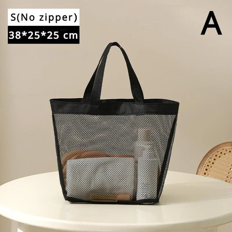 Mesh Portable Storage Bag Hanging Shower Toiletry Bag Bathroom Accessories Capacity for Beach,Swimming,Gym, Travel Essentials