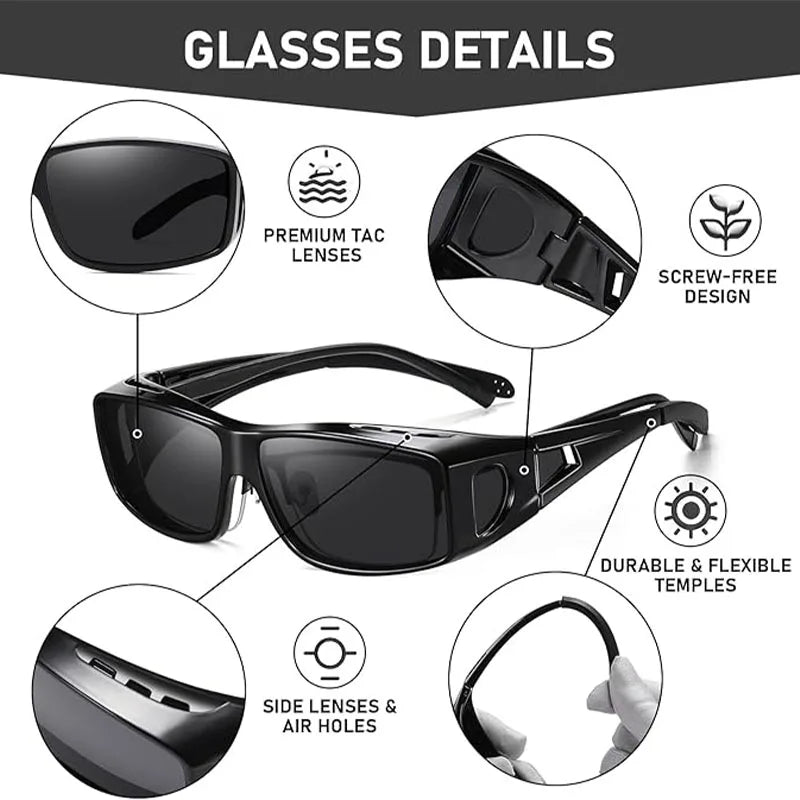 Fit Over Glasses Sunglasses for Women & Men, Stylish Design Polarized Over-Glasses UV Protection