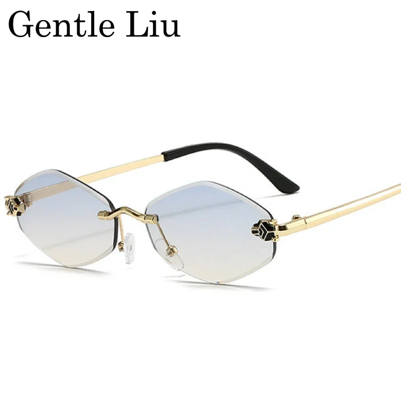Fashion Rimless Hexagon Sunglasses Women 2026 Luxury Brand Y2K Punk Sexy Travel Sun Glasses For Ladies Frameless Rhombus Eyewear
