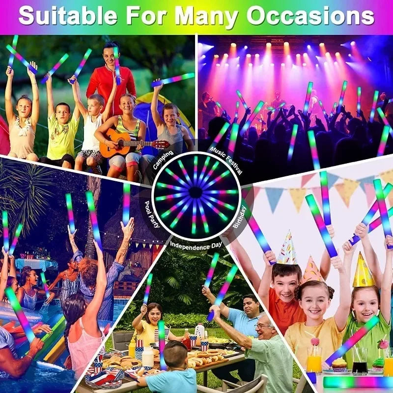 40 PCS LED Light Up Foam Sticks Sponge Luminous Stick Night Light Glow Party Supplies for Wedding Birthday Raves Concert