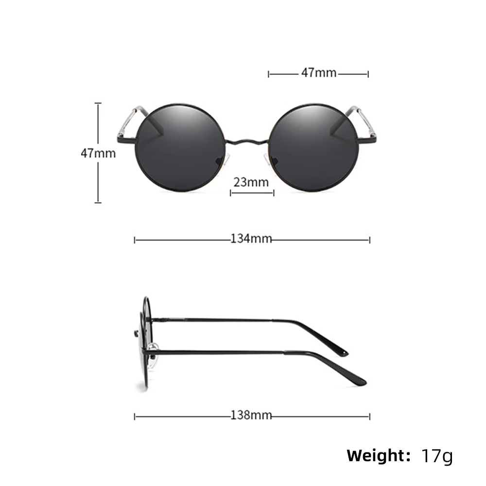 VIVIBEE Classic Polarized Round Metal Sunglasses Casual Sun Glasses for Women Retro UV400 Men Black Shades 2026 Trend Eyewear